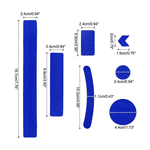 X Autohaux 42Pcs Blue Reflective Stickers Tape Waterproof Decals For Car Motorcycle Bicycles #TOP1