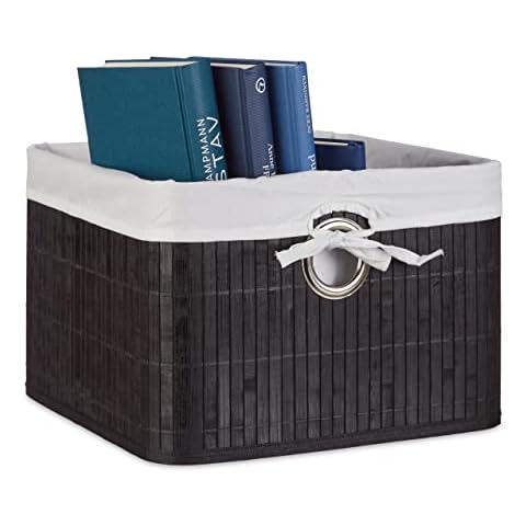 Relaxdays Black Fabric Storage Basket Cover