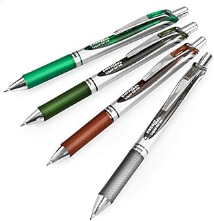 Pentel EnerGel XM BL77 - Retractable Liquid Gel Ink Pen - 0.7mm - 54% Recycled - Earth Tones - Pack of 4