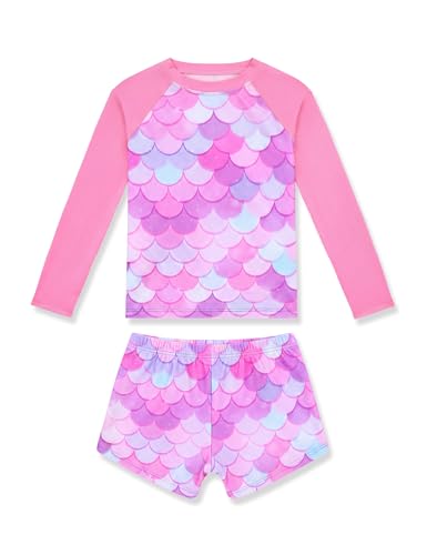 Image of Girls Rash Guard Swimsuit Two Piece Long Sleeve Bathing Suits