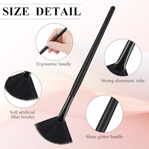 Image of 9 Pieces Facial Fan Mask Brushes, Soft Facial Applicator Brushes Tools for Peel Glycolic Makeup for Mud Cream(Full Black)