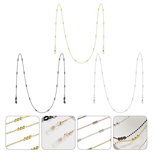 Lurrose 3Pcs Cadeias De Óculos de Metal Óculos Titular Cadeia Óculos Corda Ao Redor Do Pescoço Cinta