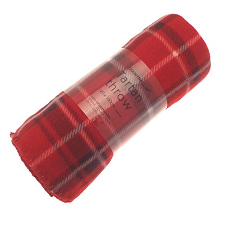 Red Tartan Check Super Soft Fleece Throw, 120 x 150cm