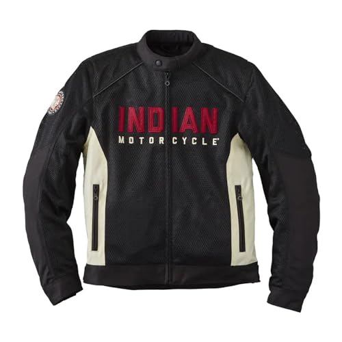 Indian Motorcycle Men's Mesh Lightweight 2 Riding Jacket with Removable Liner, Black - M
