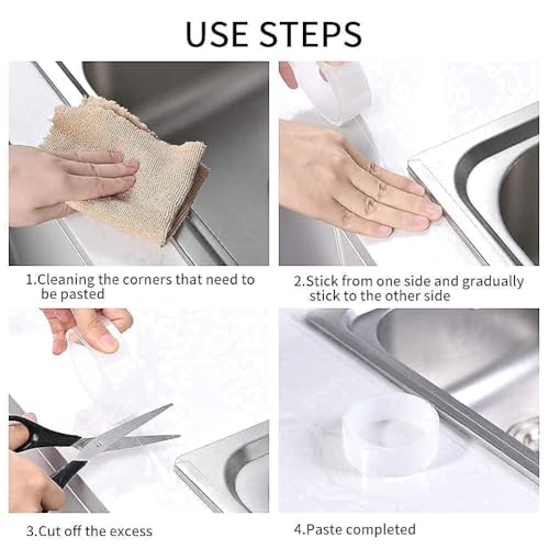 Image of window tape Transparent Acrylic Waterproof Self-Adhesive Caulk Tape | Multi-Purpose Sealing & Leakage Repair Tape for Kitchen Sink, Bathroom, Bathtub, Wall Gap Sealer (5 Meter)
