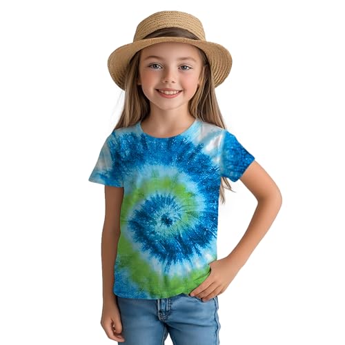 Image of Kids Tie Dye Shirt for Boys Girls Children Tie-Dye Hippes Tshirt Short Sleeve Tee Shirt for Todder