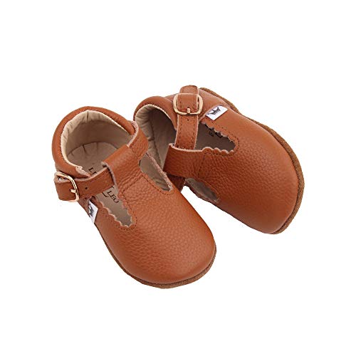 Liv & Leo T-Bars Mary Janes Flats Oxford Shoes Dress Girls Ribbed Edge Genuine Leather Soft Sole - 0-24 Months2