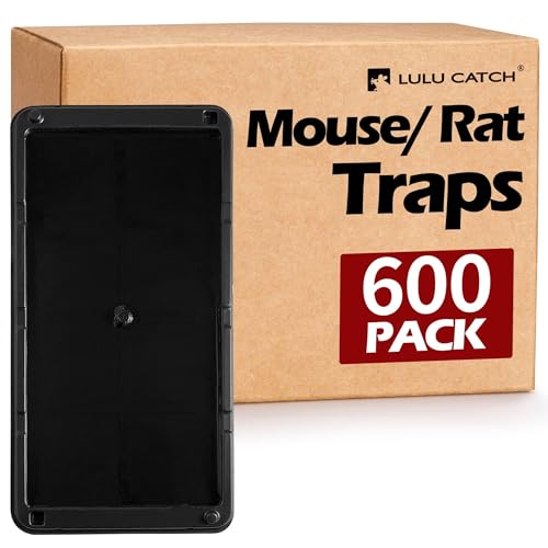 Image of LULUCATCH Sticky Mouse Trap, 600 Pack Large Glue Traps, Pre-Baited Heavy Duty Non-Toxic Bulk Glue Boards Mouse Traps Indoor for Mice, Snakes, Rat, Insects, Cockroaches & Spiders, Pet Safe Easy to Use