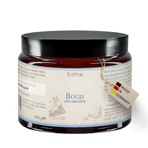 Waldkraft Borax - 99 9% Reinheit (Natriumtetraborat) | Lebensmittelqualität | Optimale Löslichkeit | Nachhaltig verpackt in Braunglastiegel | Exklusiv bei Waldkraft | 380 g reines Borax-Pulver (380g)