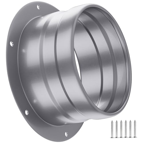 4 Inch Duct Connector Flange，Cyu Rekol Metal Straight Pipe Flange Wall Mount for Heating Cooling Ventilation HVAC System