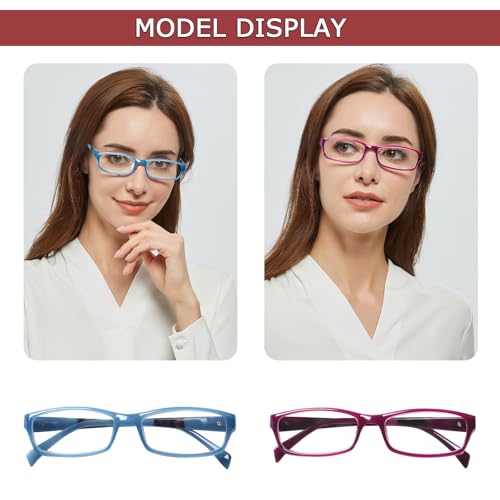 Image of Kerecsen Reading Glasses 5 Pairs Fashion Ladies Readers Spring Hinge with Pattern Print Eyeglasses for Women (Mix Color -9, 4.00)