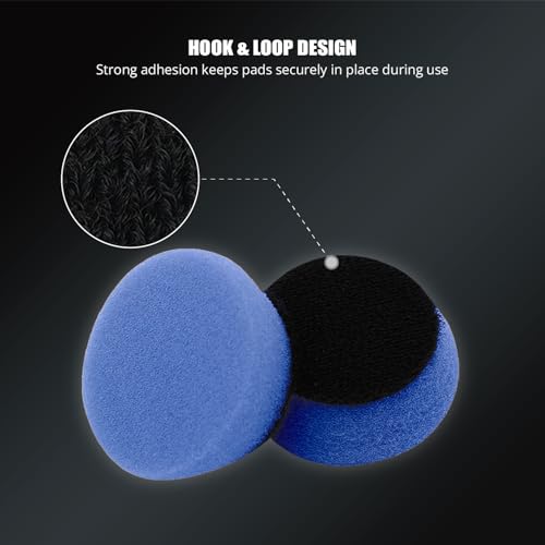 Image of SPTA Blue Mini High-Cut Foam Polishing Pad Sets, 10Pcs 1.3inch /32mm Sponge Polishing Buffing Pads, Car Foam Detail Polishing Pad Kit for Car Detail Polishing, Small Area Polishing -FF102-10