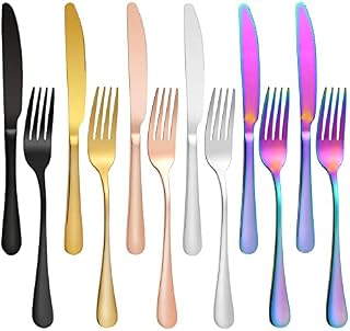 Flatware Set of 12 Pieces Stainless Steel Silverware Fork and Knife Iridescent