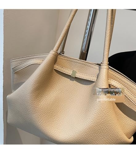 Large Capacity Pleated One-Shoulder Underarm Bag, Pebbled Pattern Tote Bag (Black,41 * 12 * 21CM)3