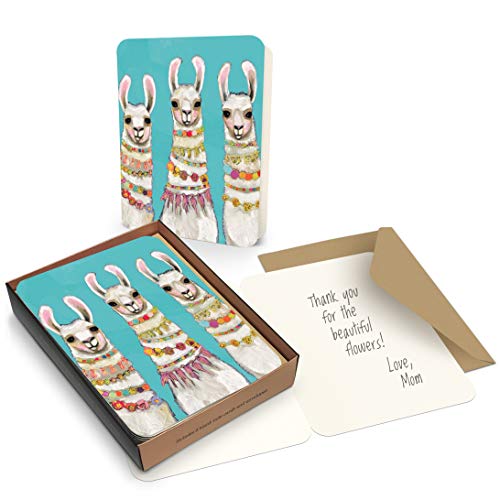 Image of Artisan Blank Note Cards by Studio Oh! - Eli Halpin Boho Llamas - Pack of 8 - 4.25 inch x 5.5 inch Printed Textured Art Paper Embellished with Foil Stamping Cards and Envelopes
