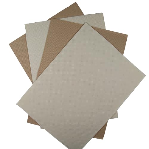 Image of KCS 4 pc of 12 inch x 18 inch (30cmx45cm) 14CT Counted Cotton Aida Cloth Cross Stitch Fabric (Ecru+Khaki)