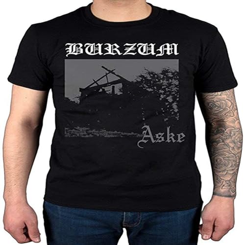 WOKERUI Mens Burzum Aske T Shirt Hlidskjalf Music Metal Album Size L Black
