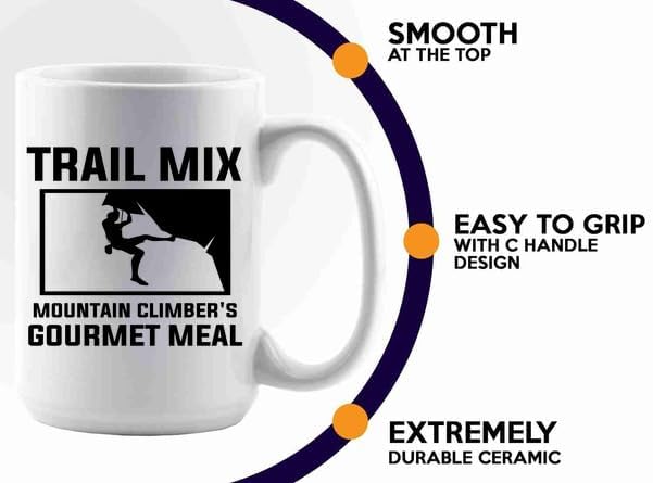 Mountain Climbing Coffee Mug 15oz White -Trail mix: - Sport Teammate Athletic Gymnastics Pro Player Athlete Coach Trekking image 5