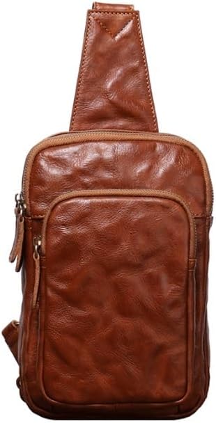Retro Men's Genuine Leather Messenger Bag Large Capacity Single Shoulder Crossbody