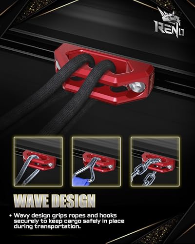 Image of RENO Aluminum Tie Down Anchors Combo, 2Pcs Bed Rail Cleat + 2Pcs Tie Down Hook Compatible with Tundra /Tacoma Truck, OEM PT278-35160 /35050-S1 /35100-S1 /35111 /35112 /PT785-35050-S1 /66312-0C010 (Red)
