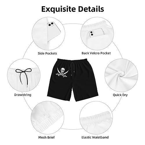 Pirate Skull Mens Swim Trunks Quick Dry Swim Shorts Swimwear Bathing Suits with Pockets 6