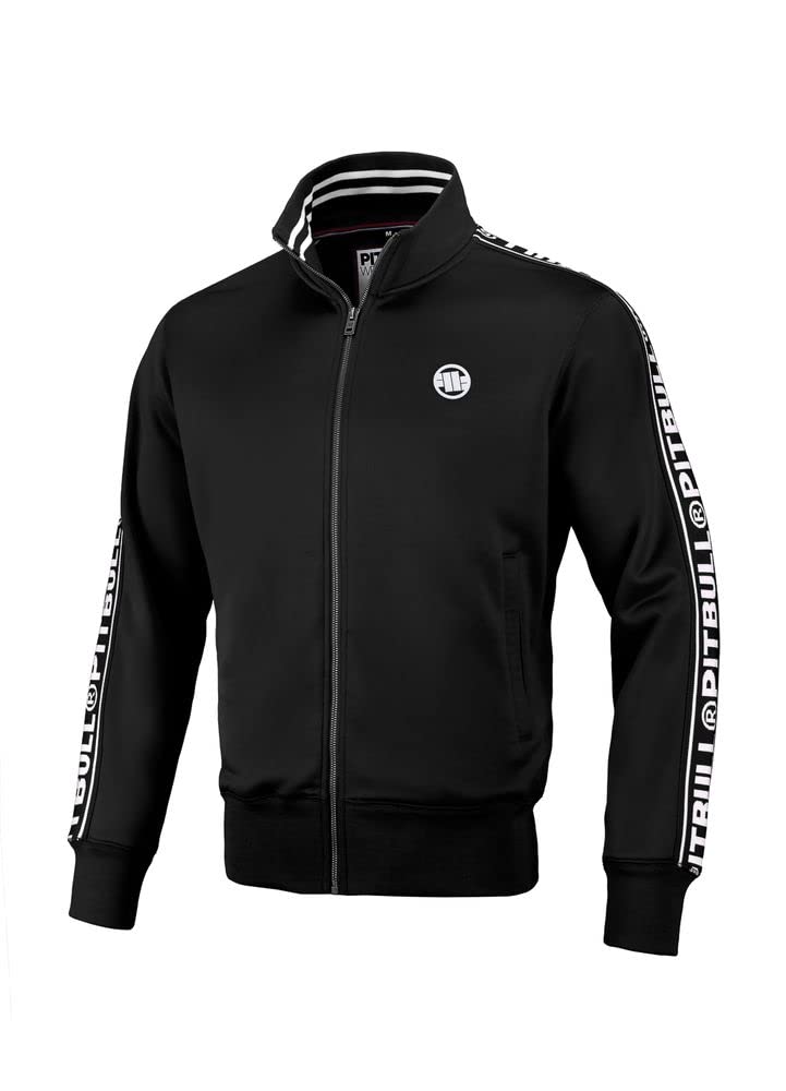 PITBULL Men's Sweatshirt with Zipper Pit Bull West Coast Oldschool Tape Logo M Black