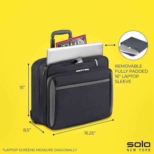 Solo New York Rolling Case with Wheels - Roller Laptop Bag, Wheeled Briefcase for Women & Men, Carry On Size for Travel, Fits 16" Computer - West Side, Black3