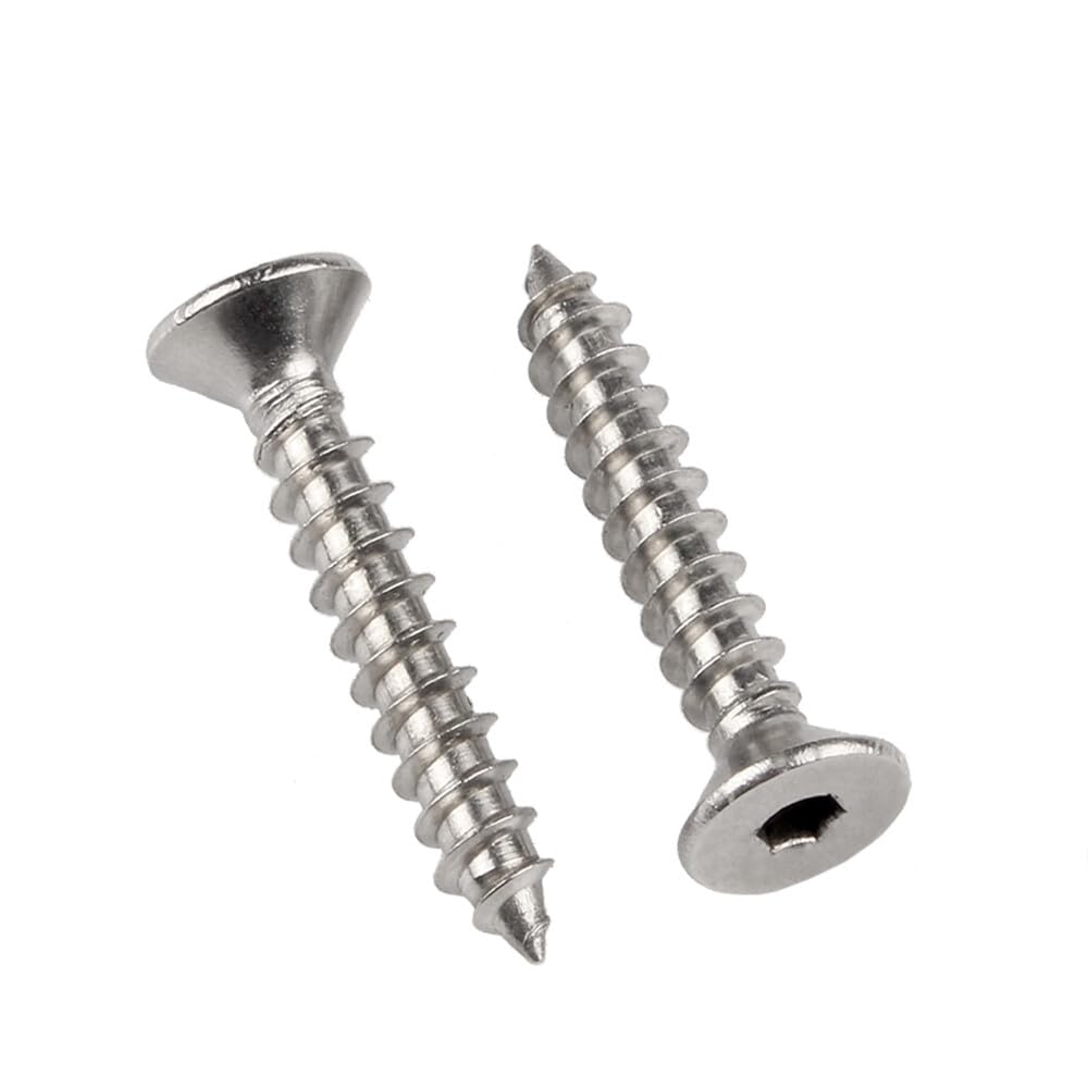 304 Stainless Steel Hex Socket Countersunk Flat Head Self Tapping Screws M2-M10 (M6 x 90mm, 10pcs)
