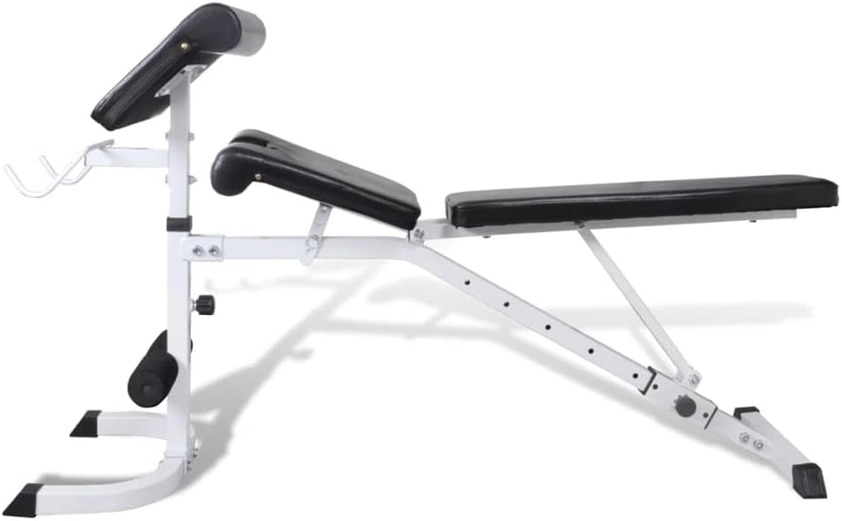 Adjustable Fitness Workout Bench Rack with Straight Weight Bench for Home Gym