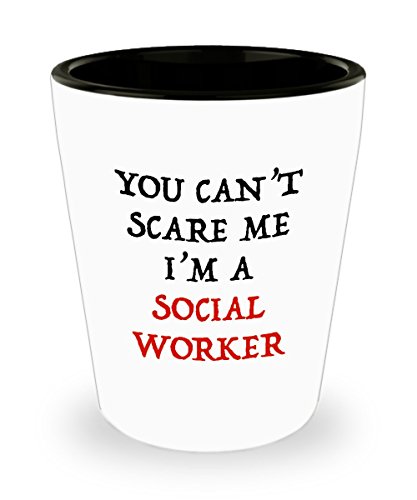 Halloween Gifts for Social Worker - I'm Not Scared I'm a Social Worker Shot Glass for Men, Women, Him, and Her - 1.5 oz Ceramic Scary Shot Glass