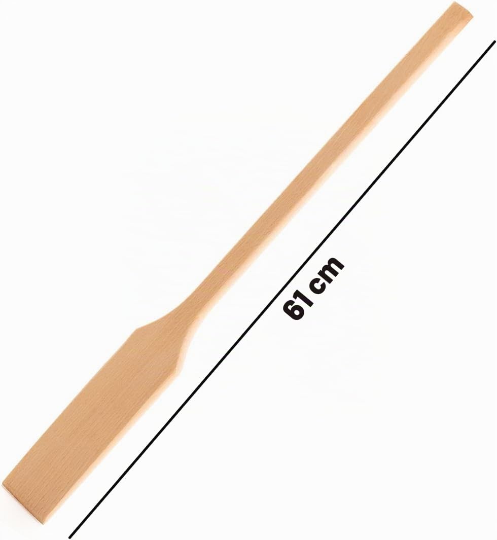 Espátula de madera grande de 32 pulgadas para cocinar, volteador de madera natural de mango largo, resistente al calor, antiadherente, seguro, espátula plana de madera para freír, voltear