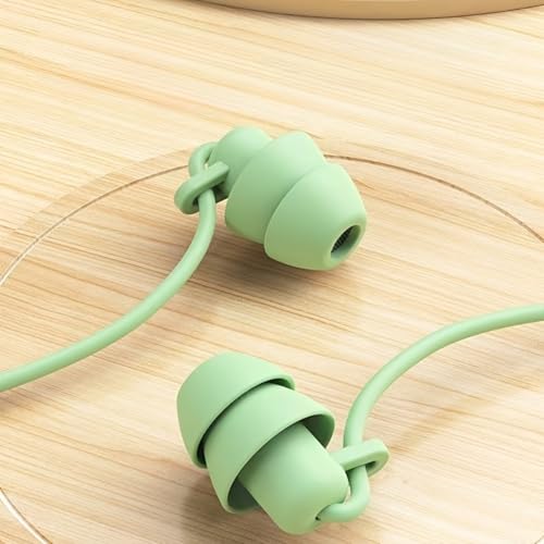 Soft Silicone Wired Sleep Earbuds, 3.5mm Jack Noise Isolating in-Ear Headphones, Comfort Side Sleeping Earphones (Green)