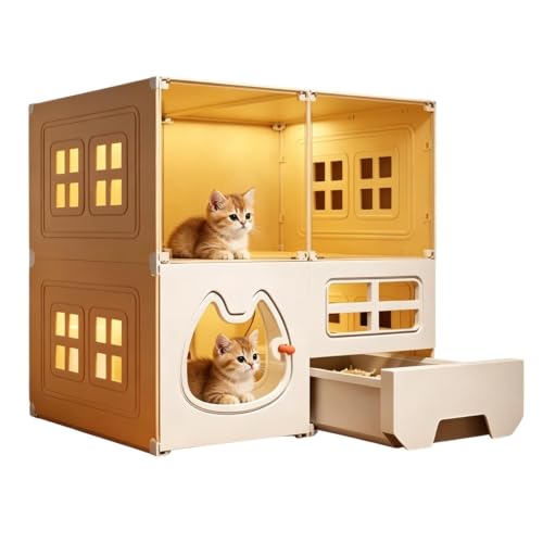 Indoor Cats Bed - Enclosed Interactive Pet Nest Cat Bed Cage Anti-Tip Pet | Cat Cave Bed Cat Bed Cage Anti-Tip Pet Nest Lounge W