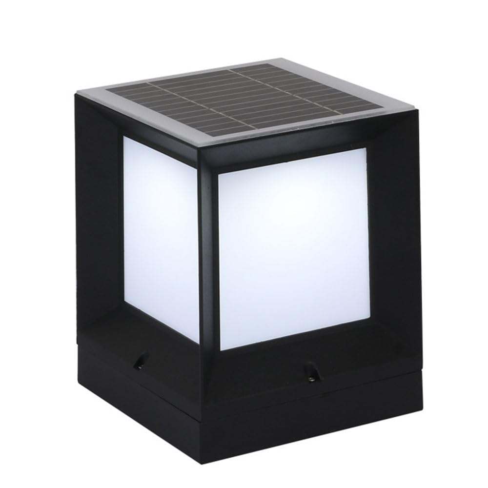 KUEYANB Modern Pillar Light 5.9in Energy-Saving Creative Industrial Style Post Lamp IP65 Waterproof and Rainproof Column Lights Metal Glass Retro Stigma Lantern for Villa Garden Courtyard Wall