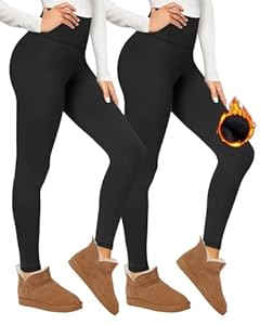 CAMPSNAIL 2er Pack Thermo Leggings Damen Im Winter, Gefüttert High Waist Thermohose Dicke Warm Fleece Leggins Blickdicht Für Sport (Schwarz/Schwarz, -M)