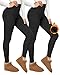 CAMPSNAIL 2er Pack Thermo Leggings Damen Im Winter, Gefüttert High Waist Thermohose Dicke Warm Fleece Leggins Blickdicht Für Sport (Schwarz/Schwarz,L/XL)