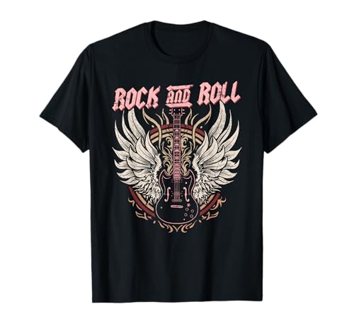 Rock and Roll Guitarra Vintage Rock Mujer Música Camiseta