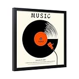 ccdcc 12.6x12.6 Vinyl Record Frame 1 Pack, Black Wooden Album Cover Display Frame with Tempered Glass Cover for Any 12 By 12 Inch Lp Record Cover