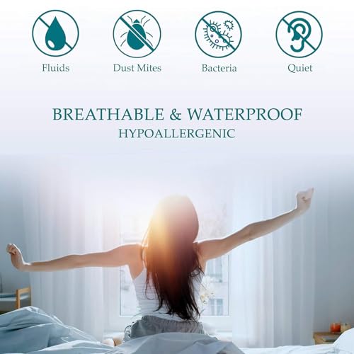 Image of Cotton Feel Terry 72x75 inch Ultra Soft Waterproof Mattress Protector King Size | Breathable Hypoallergenic Mattresses Cover for King Size Bed (Beige)