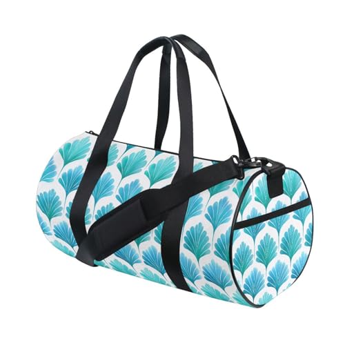 Green Leaves Sports Duffel Bag Full Print Barrel Gym Bag with Side Zipper Pocket and Inner Compartment, Durable Lightweight Fabric for Sports, Training, Travel and Outdoor Use3