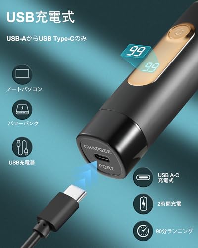 NUMIFUN 男性用鼻毛カッター、2イン1充電式ノーズトリマー LEDディスプレイ付き の商品画像 1