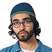 Casualbox CHARM Mens Skull Cap Cotton Kufi Beanie Hand Made Knitted Hat Elastic Tight Japanese Womens Blue