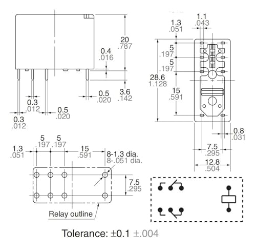 Relé CYF2-2C-12VDC de 8 pines para proyectos de robótica y domótica casera 3