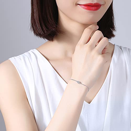 Hamsa Evil Eye Bracelet Sterling Silver 925 Cubic Zirconia Link Chain 6.5in+1.5in for Women2