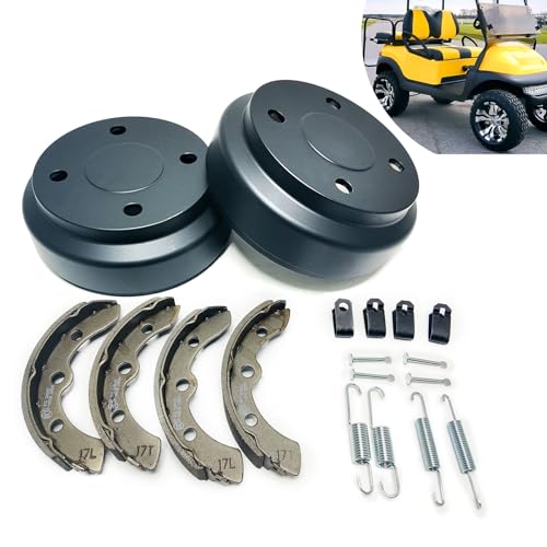 Golf Cart Brake Drums Kit with Brake Shoes & Springs for Club Car, 18 PCS Rear Brake Repair Kit Compatible with 1995-up DS 2004-up Precedent Gas & Electric,Replace 101791101/101823201/101816301