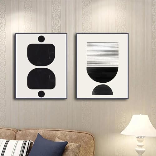 Affiches géométriques noir et blanc KEBIA 80x120cm sans cadre pour salon