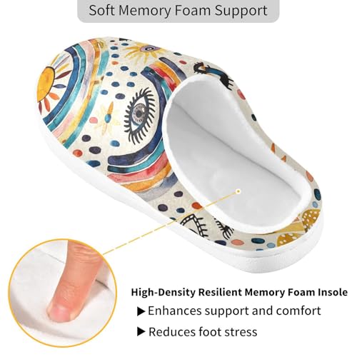 JUNZAN Evil Eyes Ball Moon Sun on Rainbows Mens House Cotton Slipper Comfortable Memory Foam Travel Slippers for Indoor Funny Presents 6-72