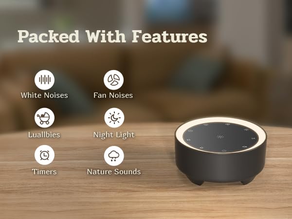 Image of Kipcush White Noise Machine for Sleeping, Baby & Adults, High-Fidelity Non-Looping Sounds, Sleep Sound Machine with Dimmable Night Light, USB Powered, Memory Function, Home, Nursery & Travel