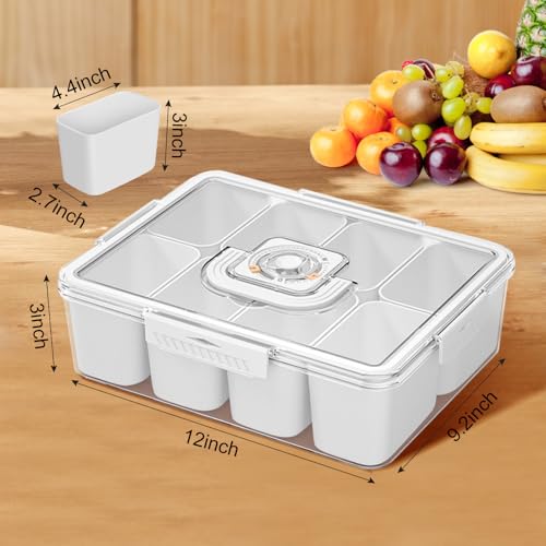 Vermida 2 Pack Snackle Box Charcuterie Container, Portable Divided Serving Tray with Lid and Handle, 8 Compartment Snackle Box Platters Food Container for Fruits, Nuts, Candy, Party, Picnic - Thumbnail 3