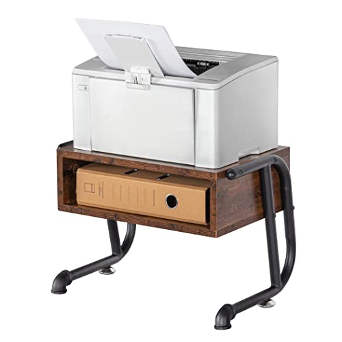 Lavievert Support d'imprimante industriel avec tiroir de rangement, étagère élévateur pour imprimante de bureau, organisateur de papier de bureau pour la maison et le bureau – Marron rustique